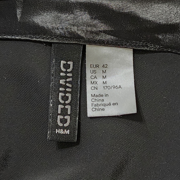 H&M Divided Black Satin Cowl Neck Cross Back Slip Mini Dress - Size M - Picture 12 of 16